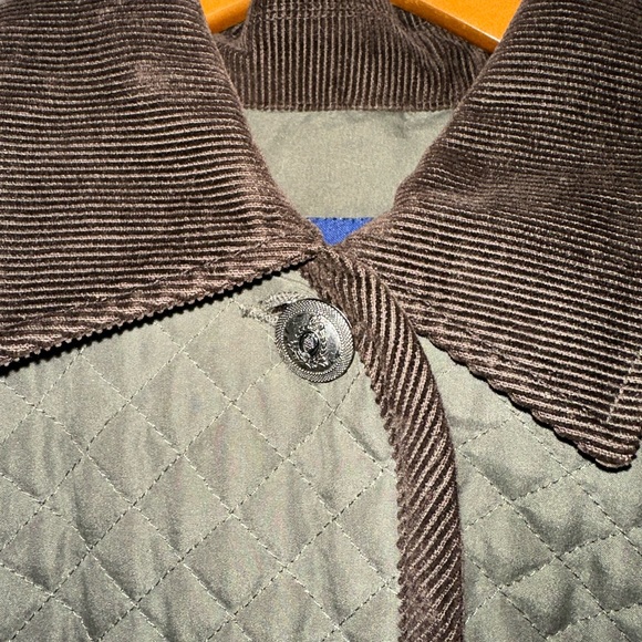 Charter Club Olive Green Quilted w/Brown Corduroy-trim Jacket Petite - Picture 7 of 9